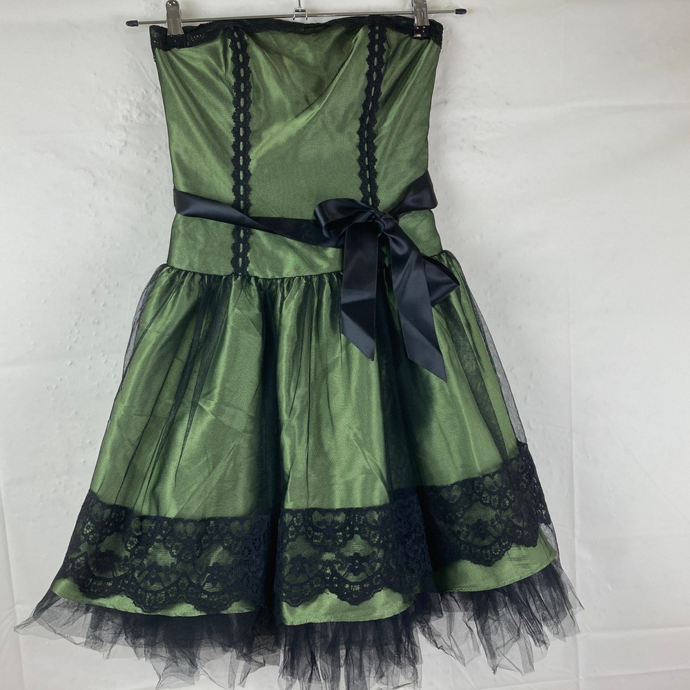 VTG Jessica McClintock Gunne Sax Dress Sz 3 Goth Mini Whimsigoth Coquette 90s - Picture 2 of 7